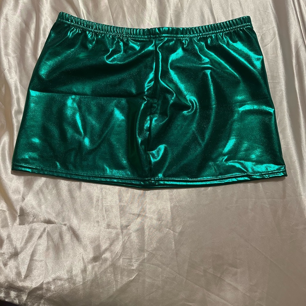 Shiny Green Mini Skirt